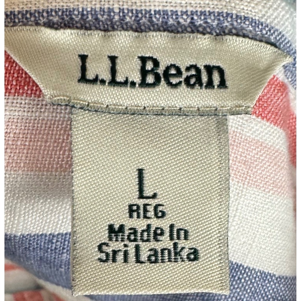 L.L. Bean Linen Striped V Neck Tunic Top Women's Size Large - Picture 6 of 9